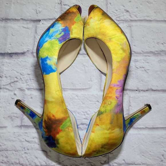 Unisa Multi Color Fabric Peep Toe Heels - Picture 4 of 9